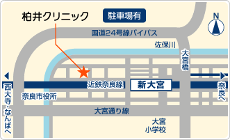 奈良市 泌尿器科 人工透析の柏井クリニックの地図